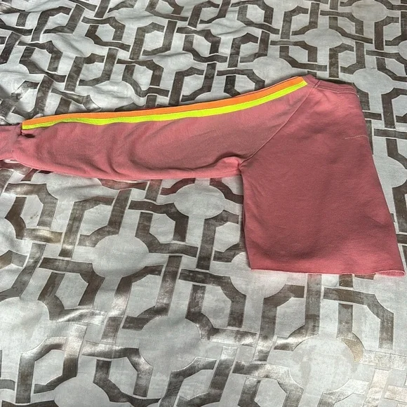 Aviator Nation Pink 5 Stripe Neon Crop Sweatshirt L NWOT Retired Style